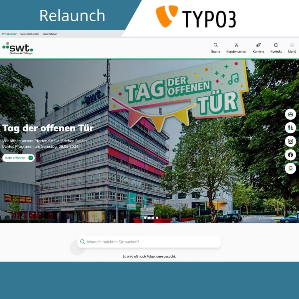 Relaunch 2024 der Stadtwerke Tübingen mit TYPO3