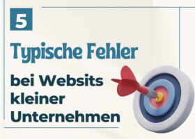 Beitragsbild: 5 typische Fehler bei Websites mit Zielscheibe und Pfeil in der mitte