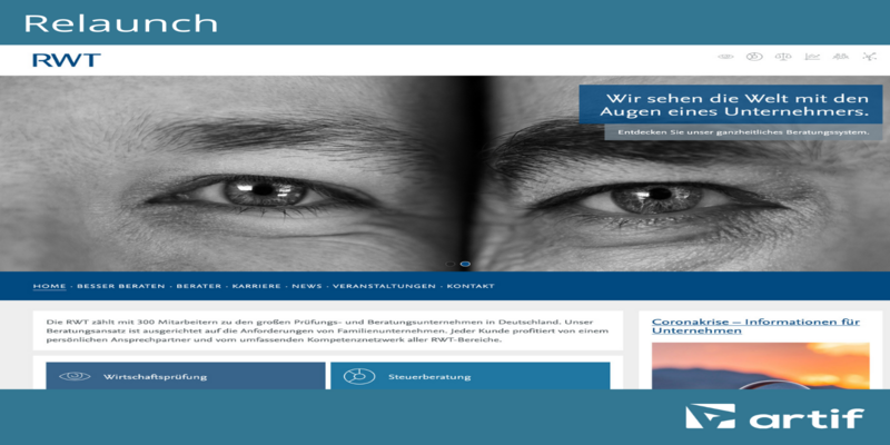 Relaunch RWT Reutlinger Wirtschaftstreuhand GmbH | artif Referenzprojekt